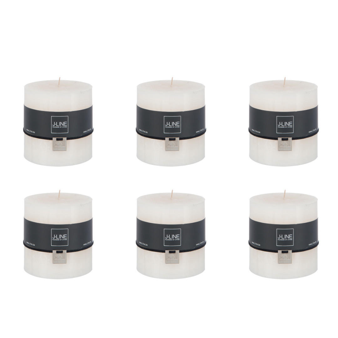 DUFTKERZE ZART - Vanille - 64 Std. - 6er set - Creme, Paraffin (10/10cm) - J-Line