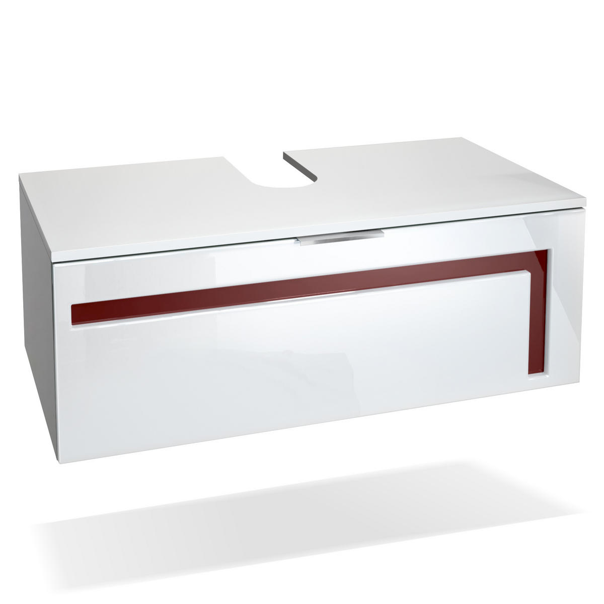 WASCHBECKENUNTERSCHRANK Aloha Absetzungen in Bordeaux Hochglanz - Bordeaux, Holzwerkstoff (96/36/51cm) - Vladon