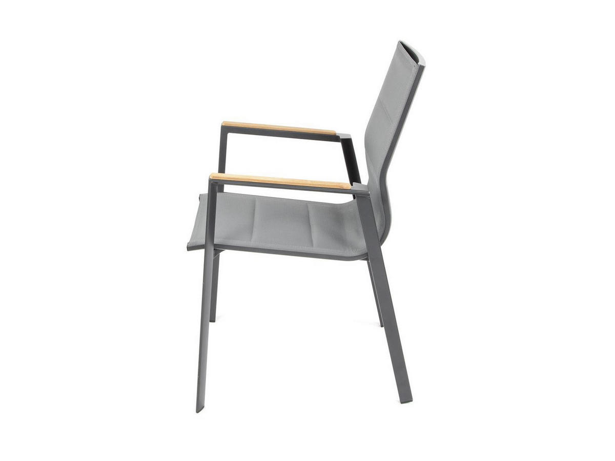 GARTENSTUHL Melbourne 2er-Set Anthrazit Aluminium stapelbar feste Rückenlehne - Grau, Kunststoff (80/175/120cm) - Green Spirit