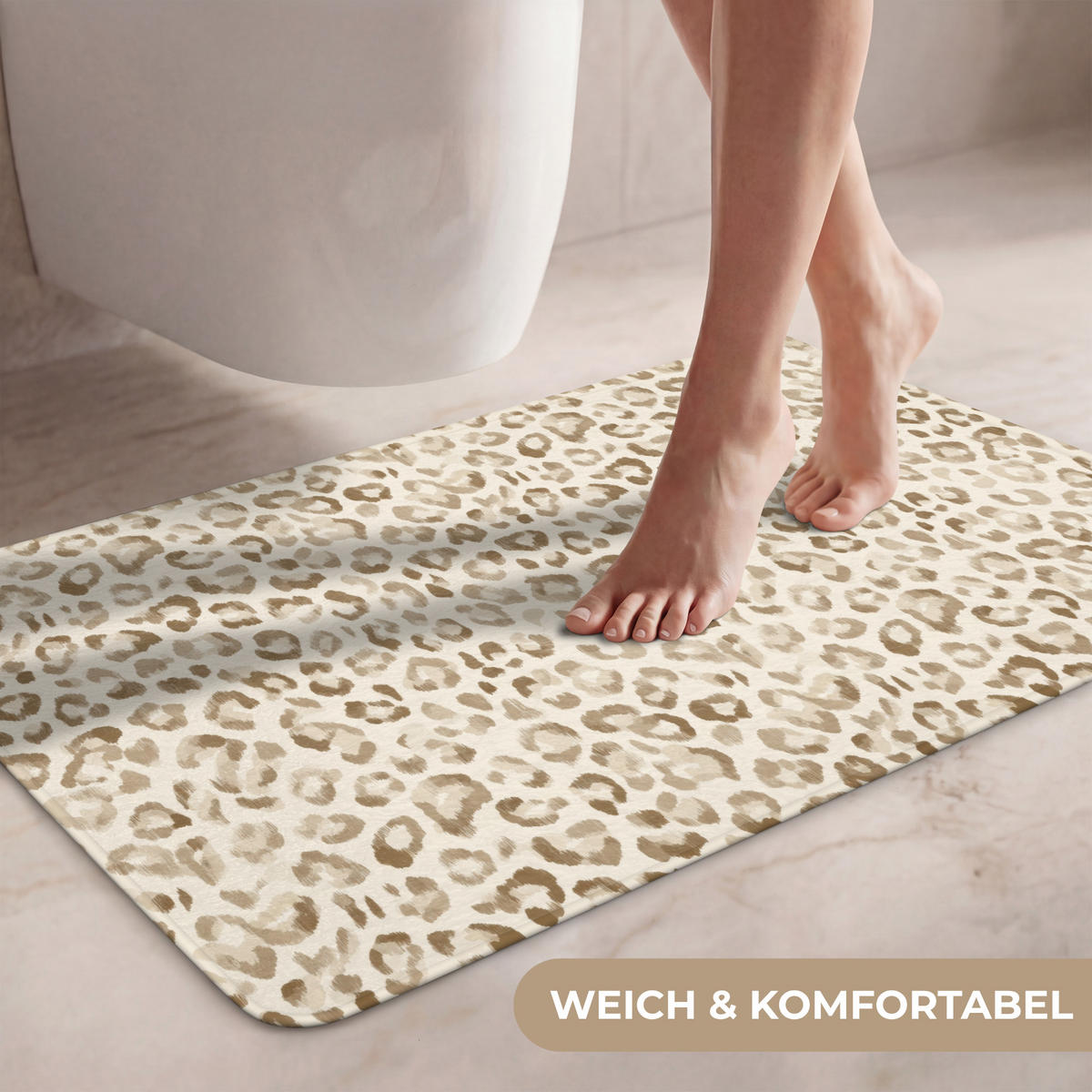 WC PŘEDLOŽKA Leopard - Classic - Béžová 80x50 cm - světle hnědá, textil/plast (80/1cm) - OnlyWow