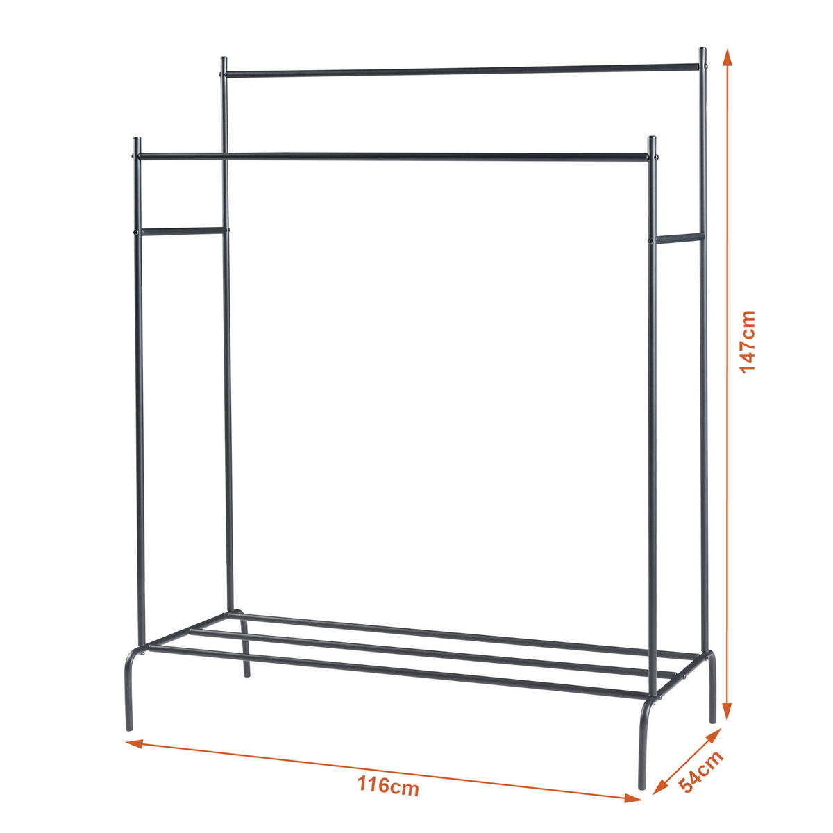 KLEIDERSTÄNDER Bramming - Schwarz, Metall (116/147/54cm) - [en.casa]