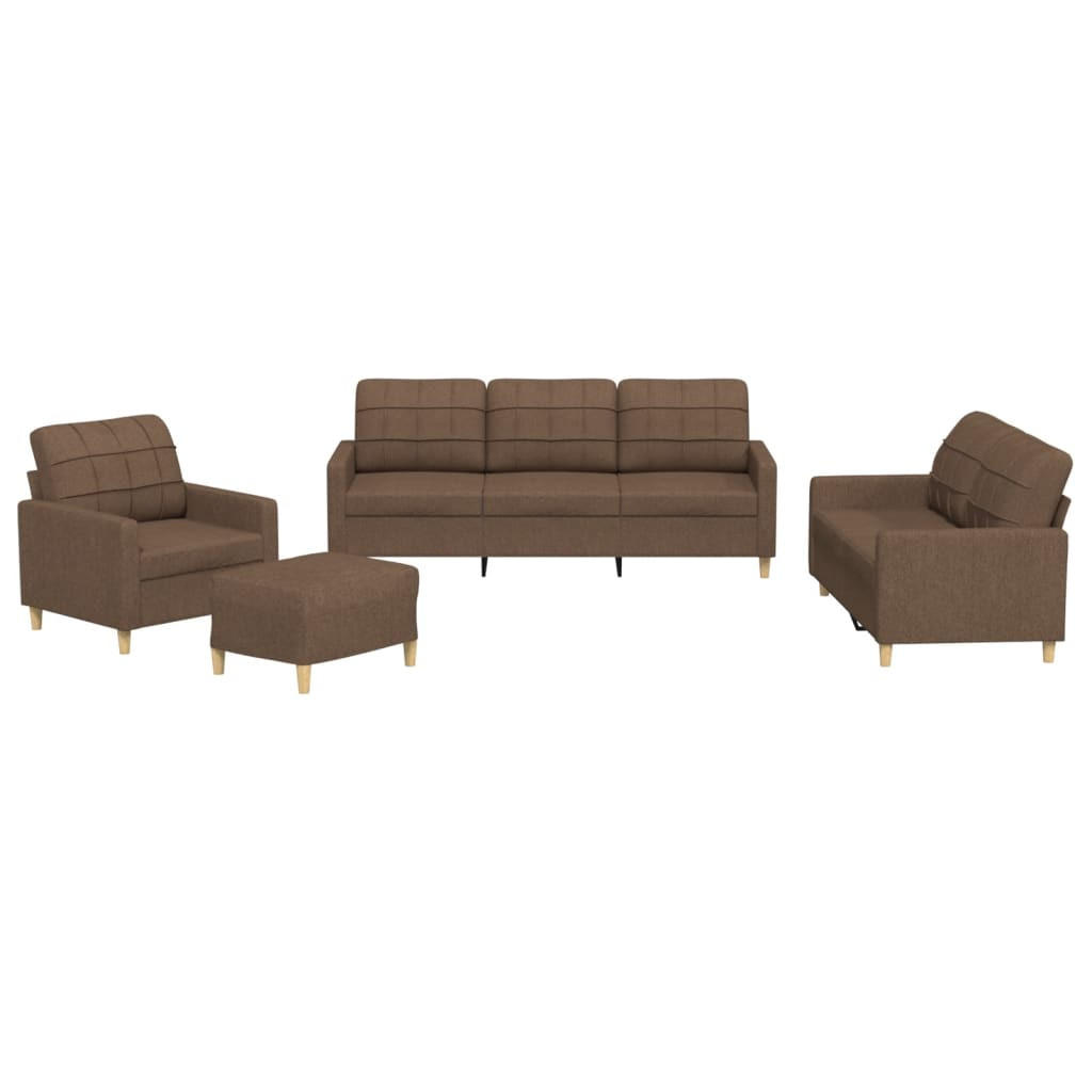 SOFAGARNITUR 4-TLG. Mit Kissen Braun Stoff - Braun, Textil (50/41/60cm) - vidaXL