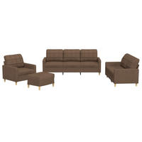 SOFAGARNITUR 4-TLG. Mit Kissen Braun Stoff - Braun, Textil (50/41/60cm) - vidaXL