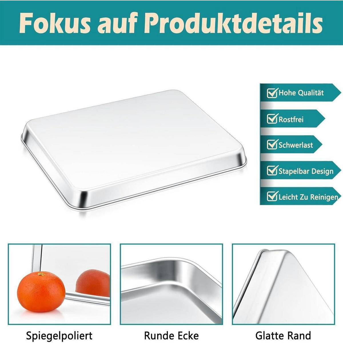 BACKBLECH Edelstahl 23,7 x 17,7 x 2,5 cm - Silberfarben, Metall (17.7/2.5/23.7cm)