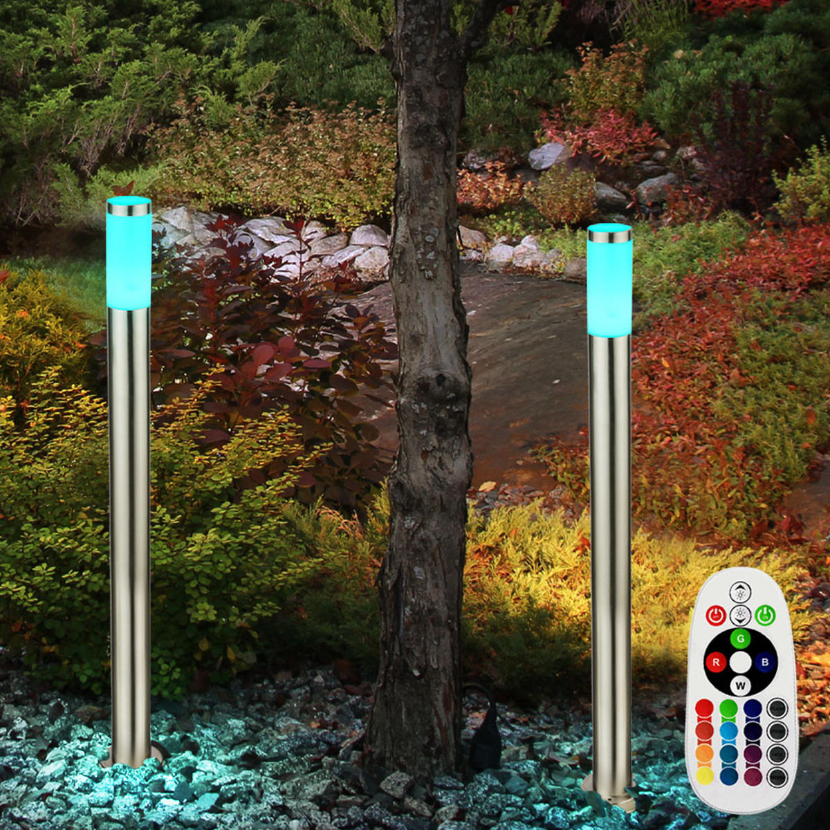 LED WEGELEUCHTE BOSTON Edelstahl Silber - Silberfarben, Metall (7.6/7.6/110cm) - Globo Lighting