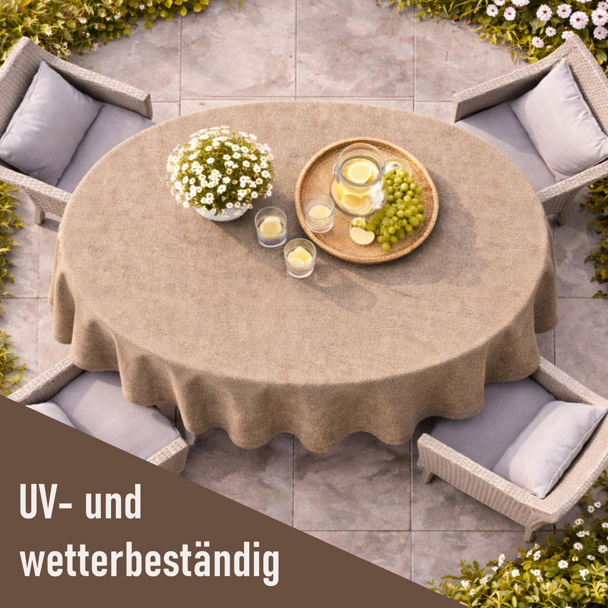 TISCHDECKE Garten Weichschaum 140x180cm - Taupe - Taupe, Kunststoff (180/140cm) - Bestlivings