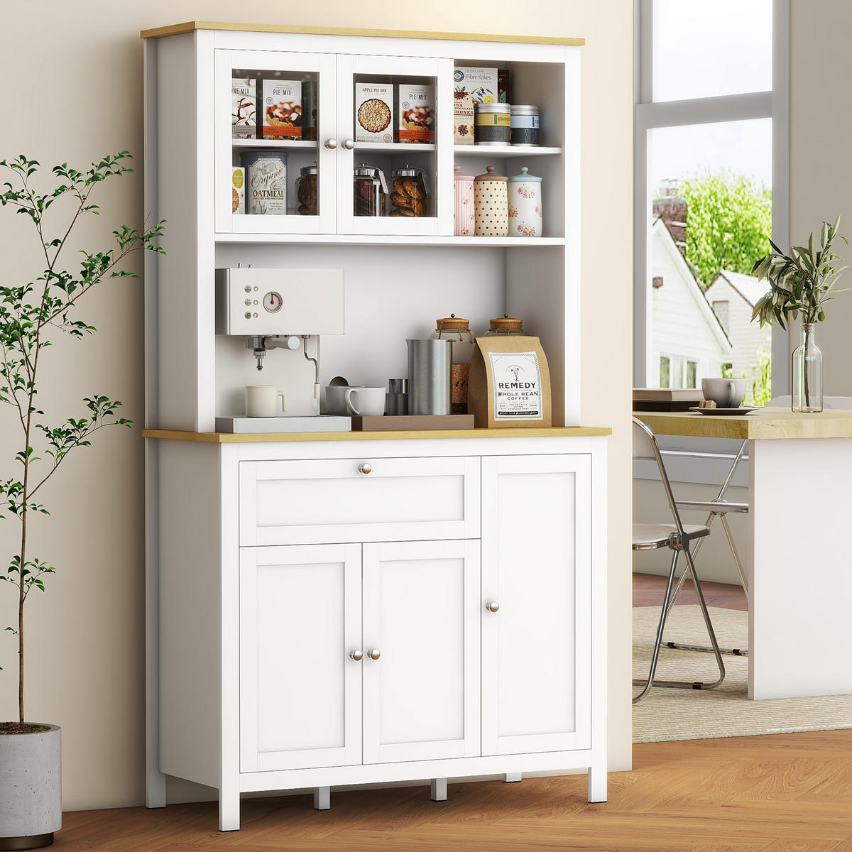 KÜCHENSCHRANK Weiß, 5 Türen, 1 Schublade, 100/40/180 cm - Weiß, Holz (100/180/40cm) - PANGIVO