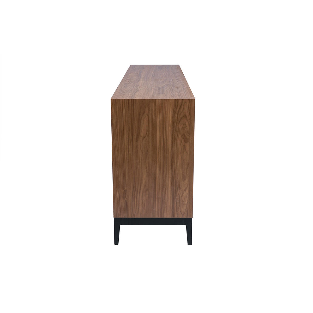 SIDEBOARD Dunkles Walnussfurnier Schwarzes Metall Stauraum B180 cm SARTO - Walnussfarben, Holz (40/74.5/180cm) - Miliboo