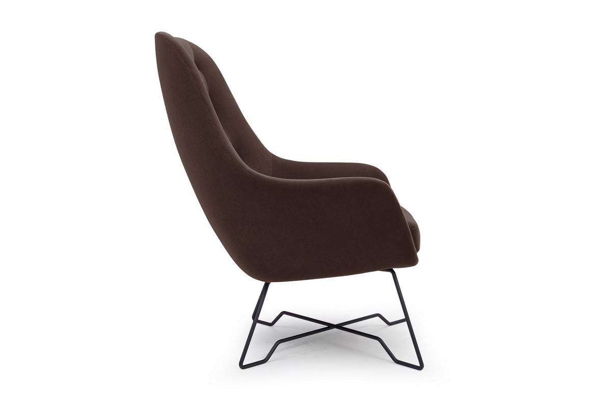 SESSEL SEDUTA, Modern Polstersessel Loungesessel, Velours-Stoff Braun - Braun, Holz/Metall (72.5/101.5/83cm) - MASSENO