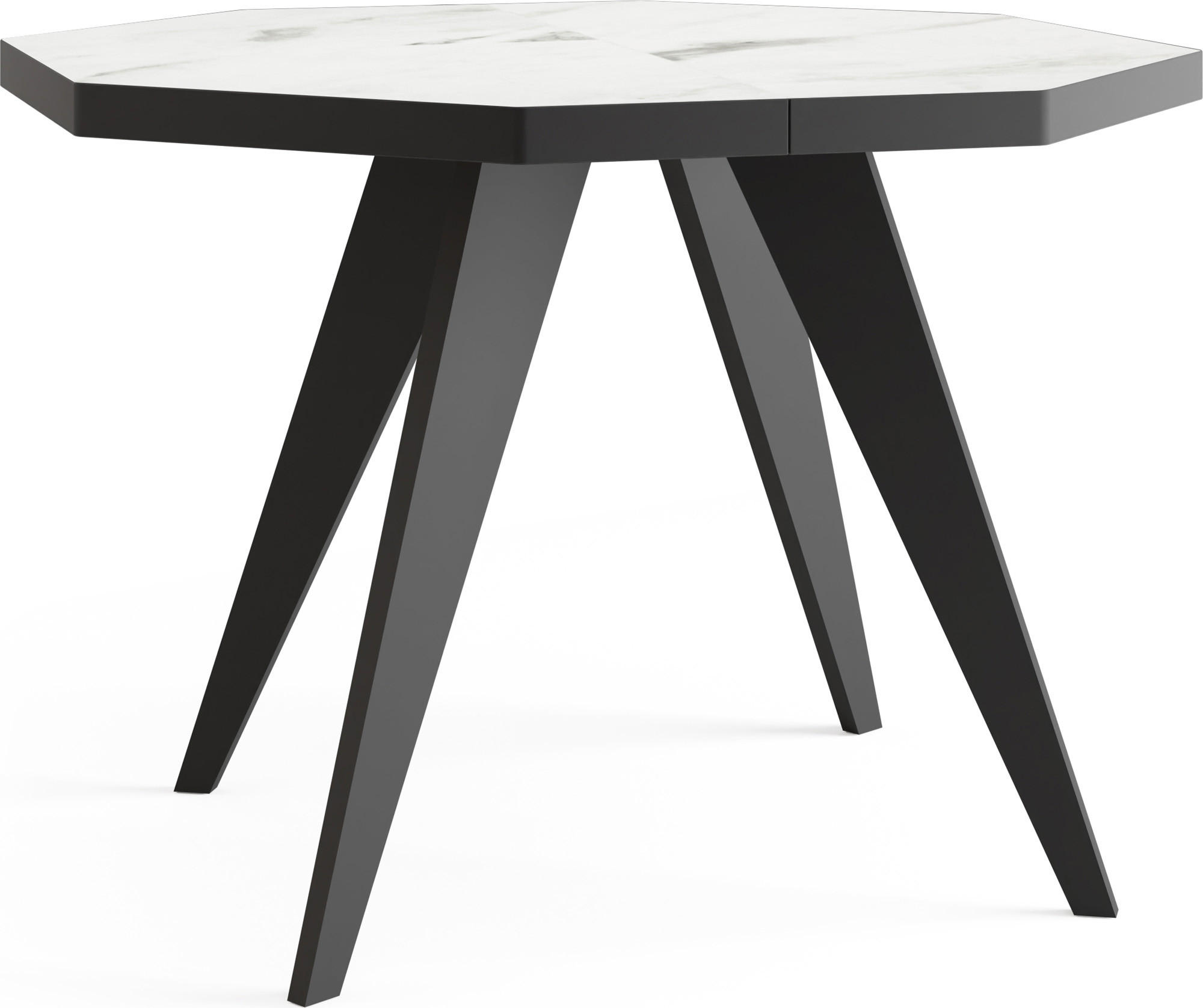 ESSTISCH Diamond Black achteckiger ausziehbarer, Marmor Weiß 100-150/100/76 cm - Ecru/Schwarz, Holz/Holzwerkstoff (100/100/77cm) - WFL GROUP