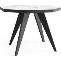 ESSTISCH Diamond Black achteckiger ausziehbarer, Marmor Weiß 100-200/100/76 cm - Ecru/Schwarz, Holz/Holzwerkstoff (100/100/77cm) - WFL GROUP