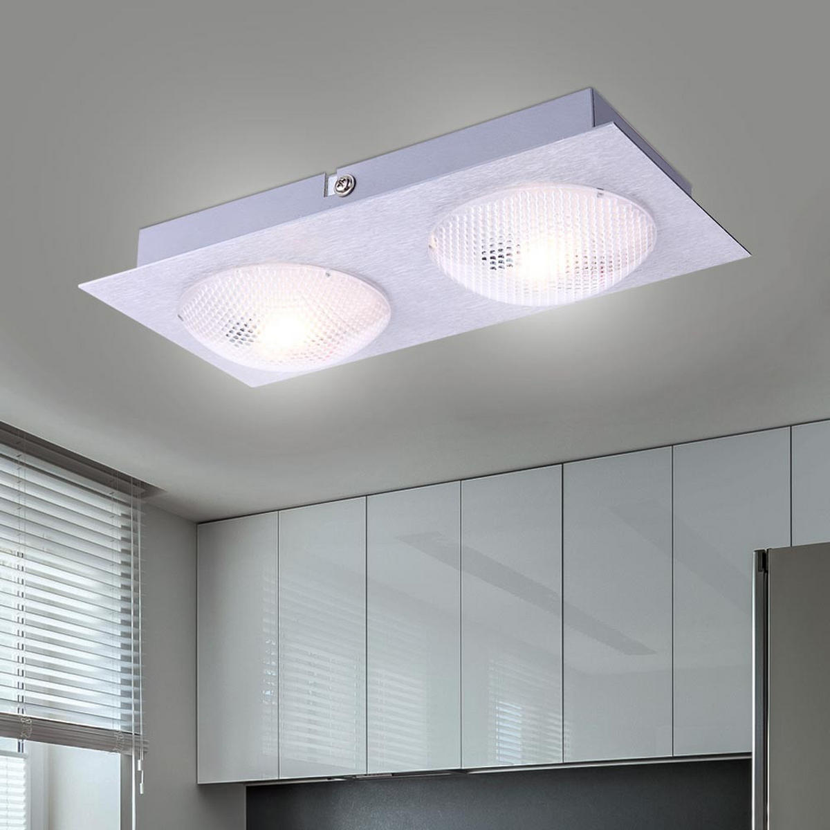 LED DECKENLEUCHTE TINA Silber satiniert 2 Flammig - Silberfarben, Metall (22/11/5cm) - Globo Lighting