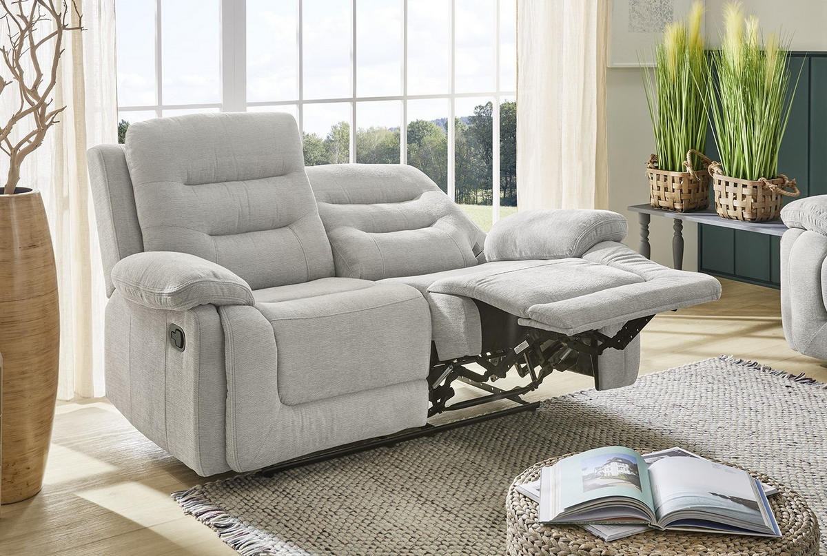 2-SITZER-RELAXSOFA Federkern, Liegefunktion verstellbar durch halbautomatische Relaxfunktion B162/T98/H103 cm, Chenille Grau / 15502 - Schwarz/Grau, Textil (162/103/98cm) - luma-home