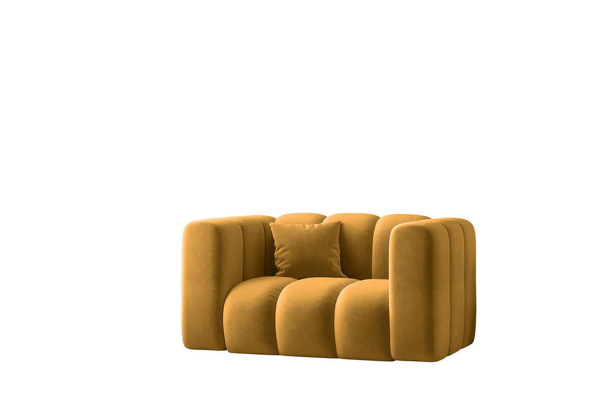 SESSEL Sofa Grand modular stoff Salvador Gelb - Gelb, Holz (137/70/89cm) - Kaiser Möbel