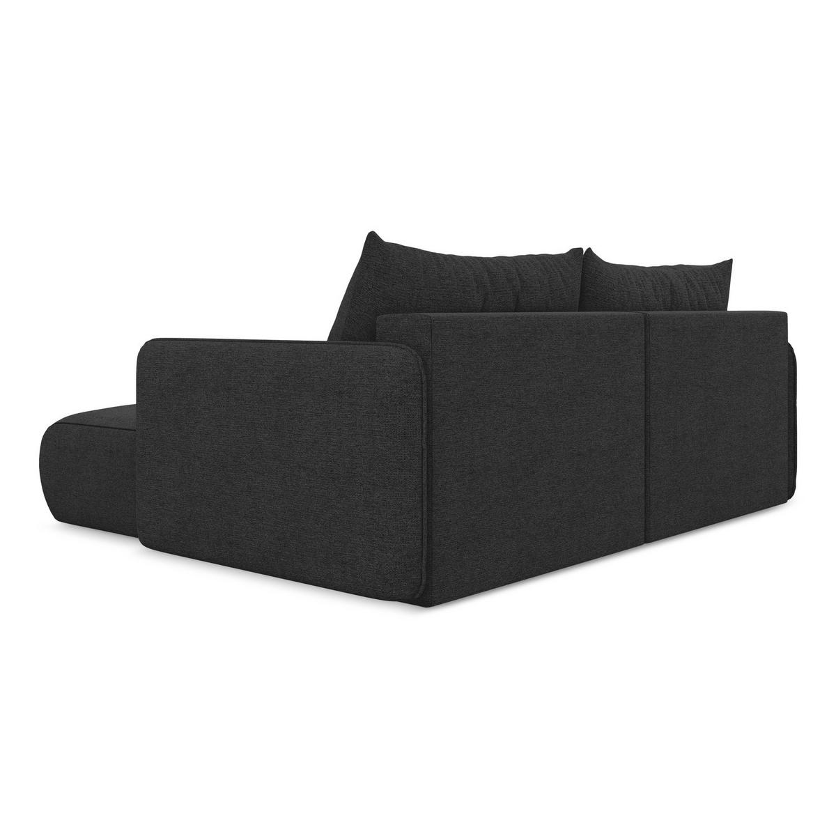 ECKSOFA mit Schlaffunktion Chenille Stoff Schwarz - Anthrazit/Schwarz, Kunststoff/Textil (207/148cm) - LaMiaSofa