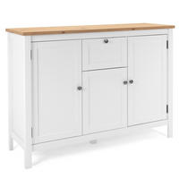 SIDEBOARD 120/90/40 cm Weiß, Natur - Chromfarben/Weiß, Holz (120/90/40cm) - Homestyle4u