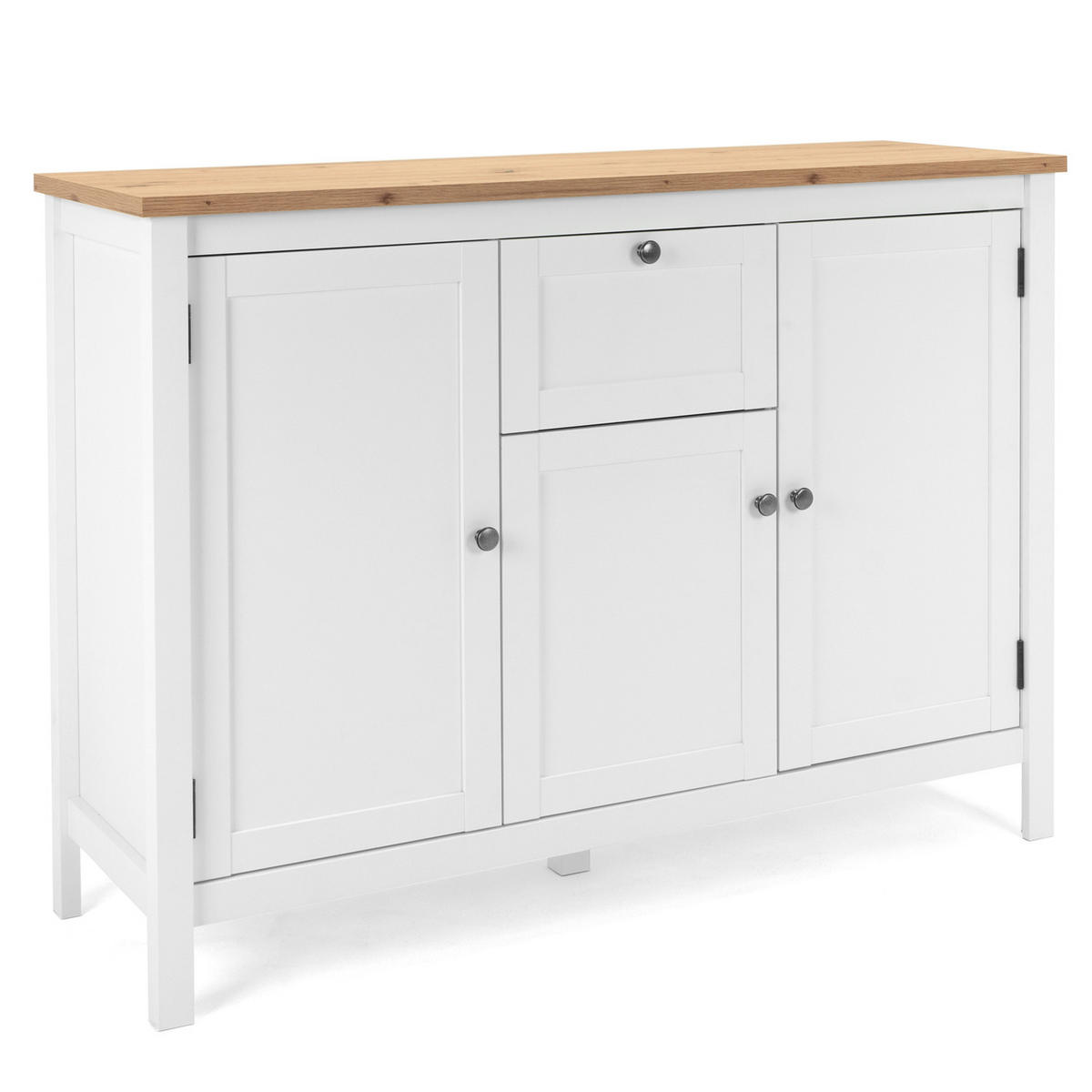 SIDEBOARD 120/90/40 cm Weiß, Natur - Chromfarben/Weiß, Holz (120/90/40cm) - Homestyle4u
