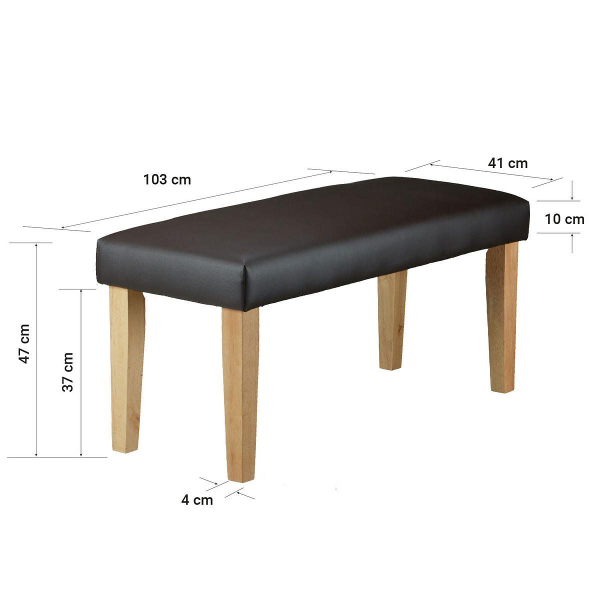 HOCKERBANK in Kunstleder 104/47/41 cm in Braun - Braun, Textil (103/47/41cm) - Homestyle4u
