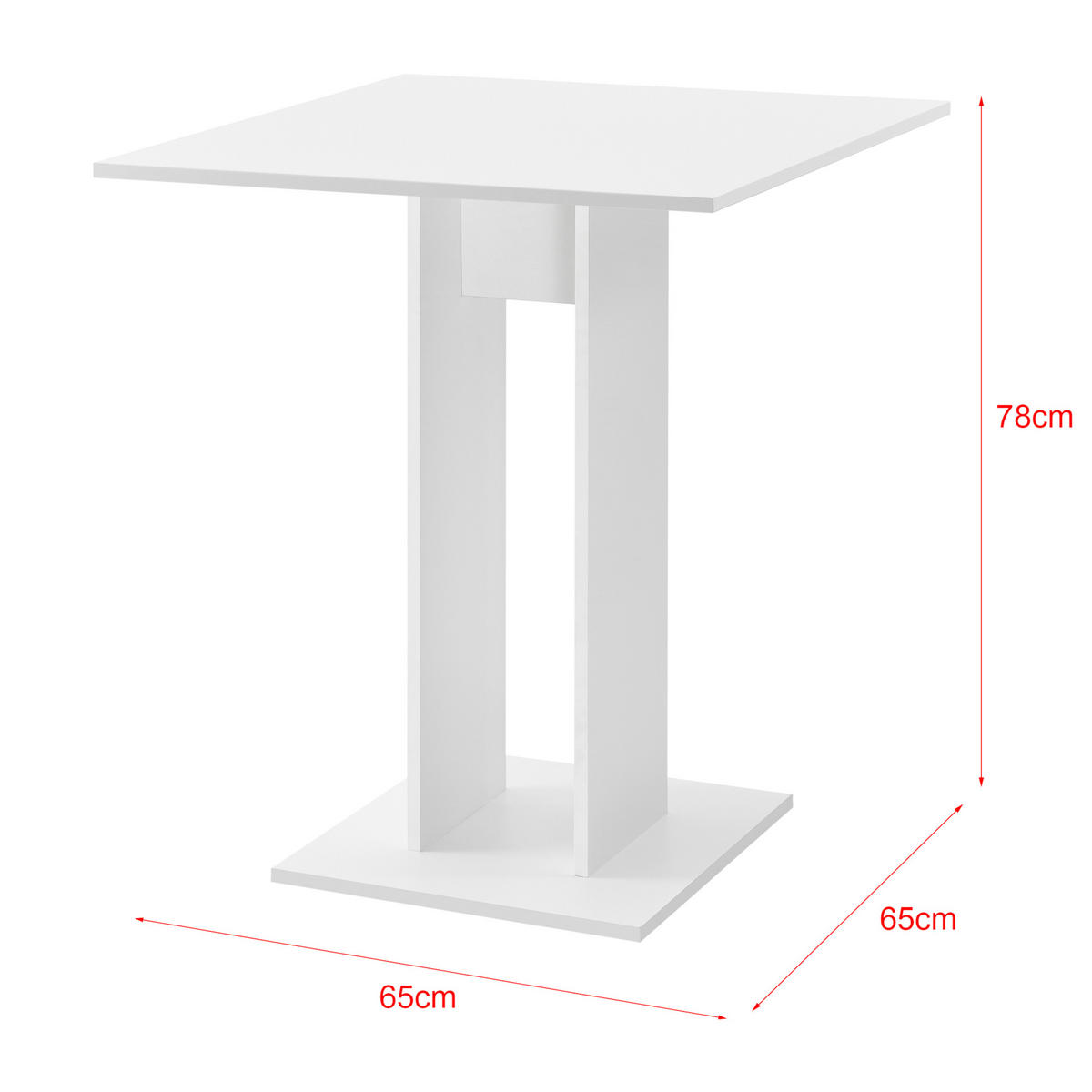 KÜCHENTISCH Lindesnes - Weiß, Holzwerkstoff (65/65/78cm) - [en.casa]