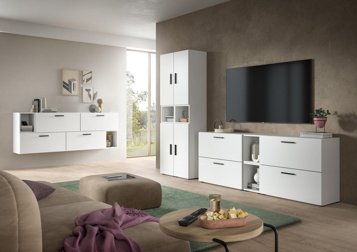 WOHNWAND The One weiß 176/34/97 cm - Weiß, Holzwerkstoff (176/97/34cm) - Xonox