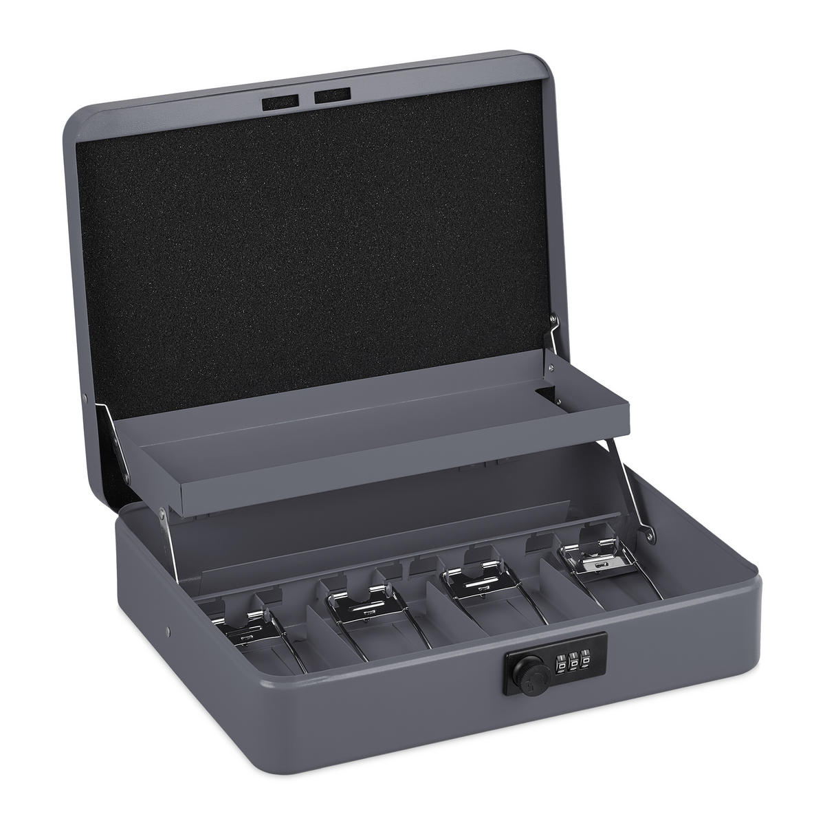 POKLADNIČKA na euro mince - sivá, kov/plast (30.5/8.5/25cm) - Relaxdays