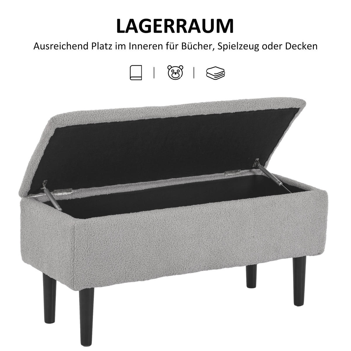 SITZBANK, Bettbank, Polsterbank, Grau - Grau, Kunststoff (38/45/95cm) - HOMCOM