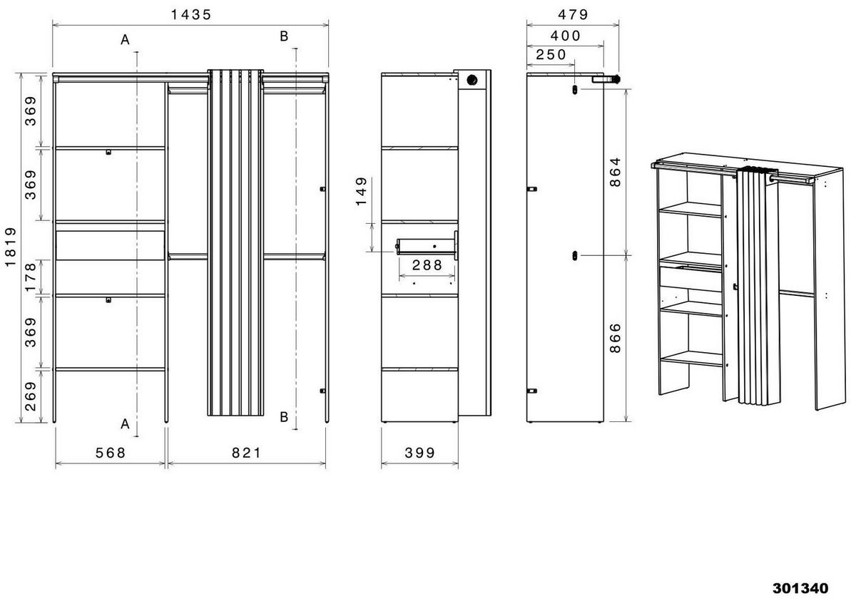 KINDERZIMMER SET Parisot Achille 2-tlg. Holzdekor Weiß/Eiche - Eichefarben/Weiß, Kunststoff (100/1/200cm) - 58aufmkessel