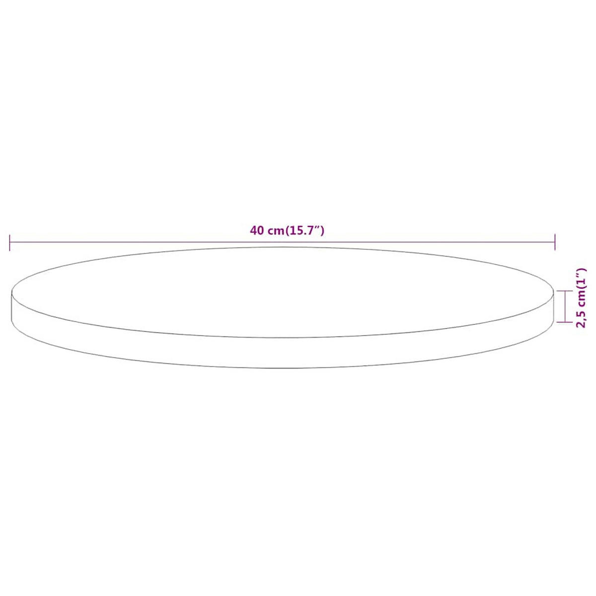 TISCHPLATTE Ø40/2,5 Cm Rund Massivholz Akazie - Naturfarben, Holz (40/40/2.5cm) - vidaXL