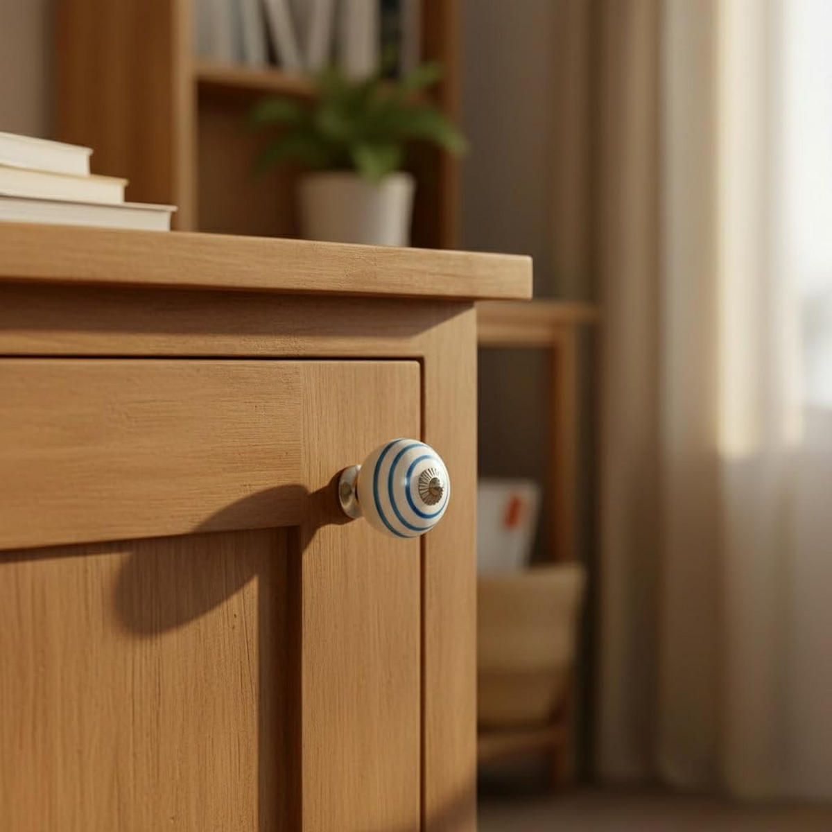 KERAMIKKNÖPFEN Set mit 10 in Weiß und Blau 40 mm Durchmesser. - Blau, Keramik (4/4/6.9cm) - Nacnic