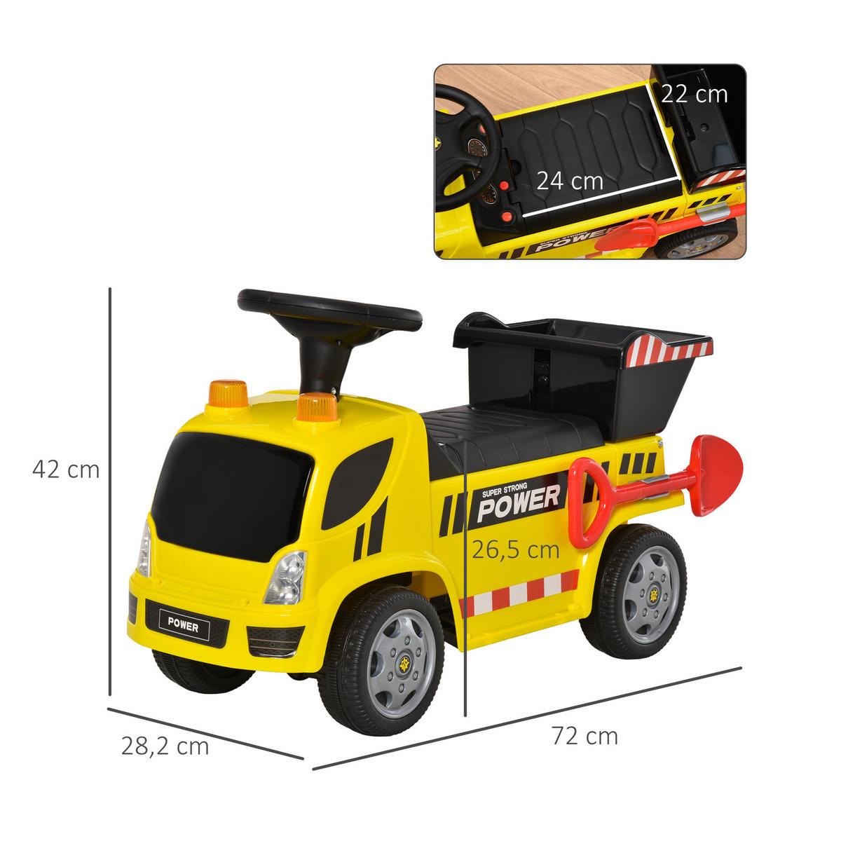KINDER RUTSCHAUTO, Gelb, Metal+ PP-Kunststoff - Gelb, Metall (72/28.2/42cm) - HOMCOM