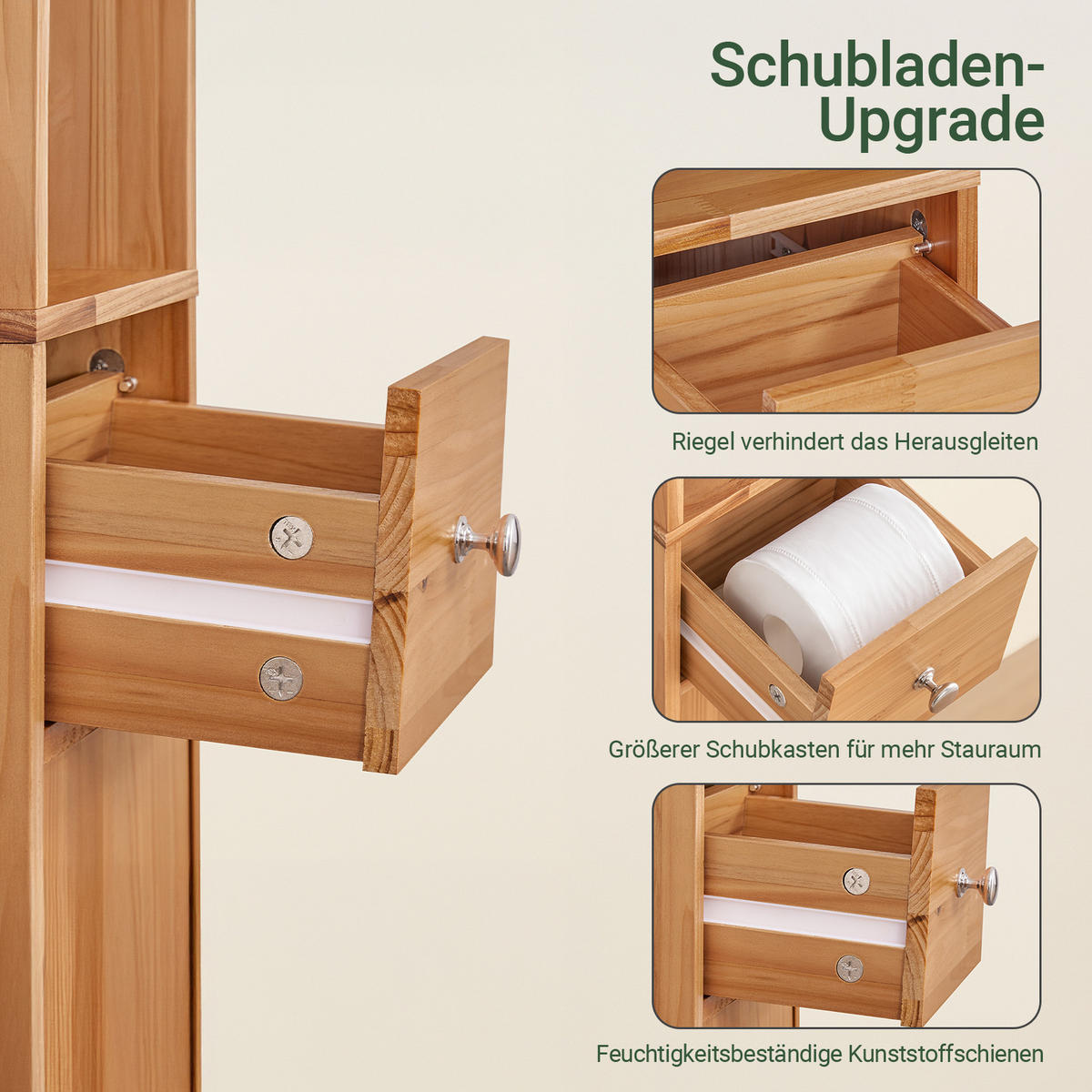 HOCHSCHRANK schmal Natur - Braun, Holz (20/180/20cm) - SoBuy