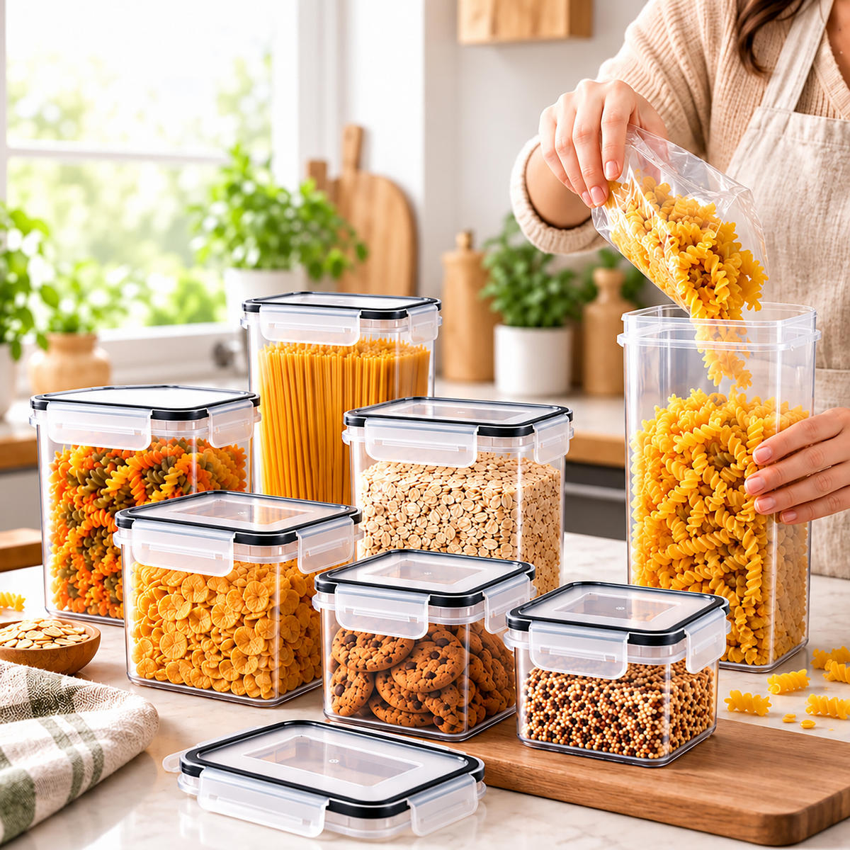 DÓZY Průhledné 8-dílná sada plast - průhledná, plast - Relaxdays