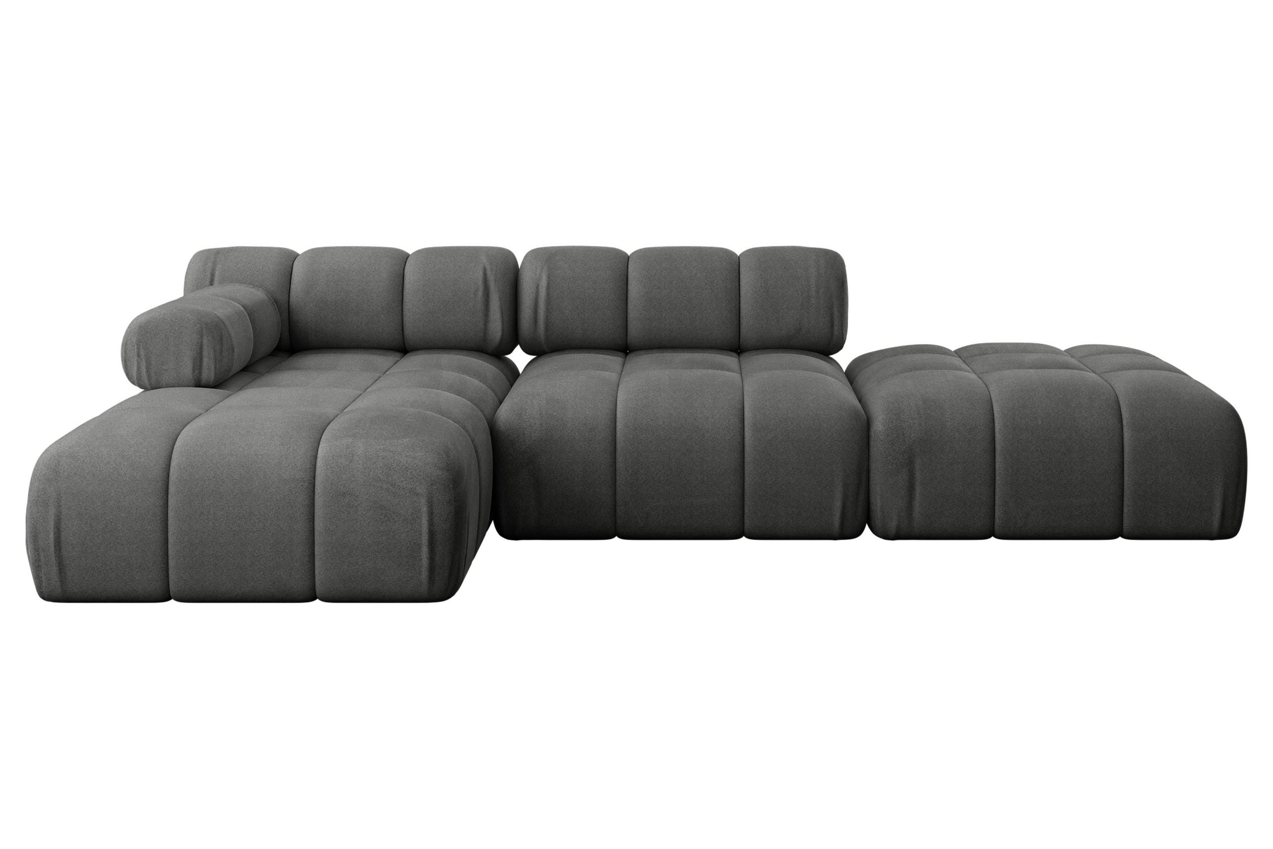 ECKSOFA modulares Sofa Lizur-L1 - 285x160x70 cm Dunkelgrau Velours - Dunkelgrau, Holzwerkstoff/Textil (285/160cm) - ALTDECOR