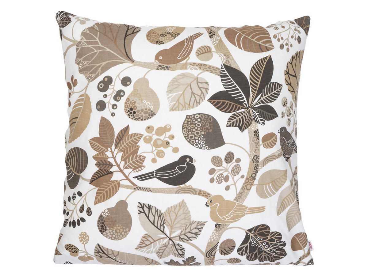 KISSENHÜLLE Zauberwald elfenbein-taupe Baumwolle 60/60 cm - Taupe/Ecru, Textil (60/60cm) - beties Heimtextil