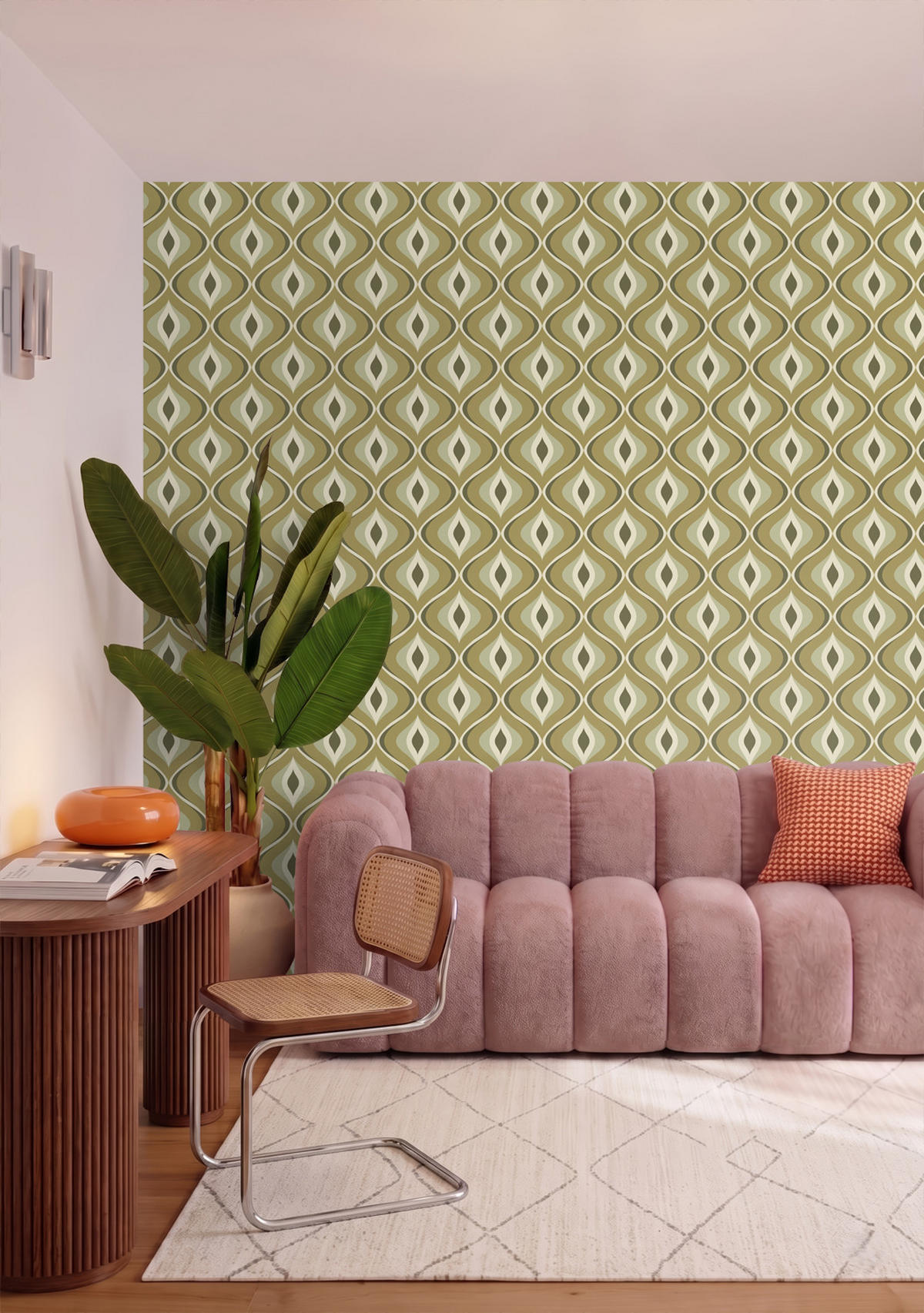 TAPETE Retro-Ornamente 53 cm x 10.05 m - Grün, Papier (53/1000cm) - ESTAhome