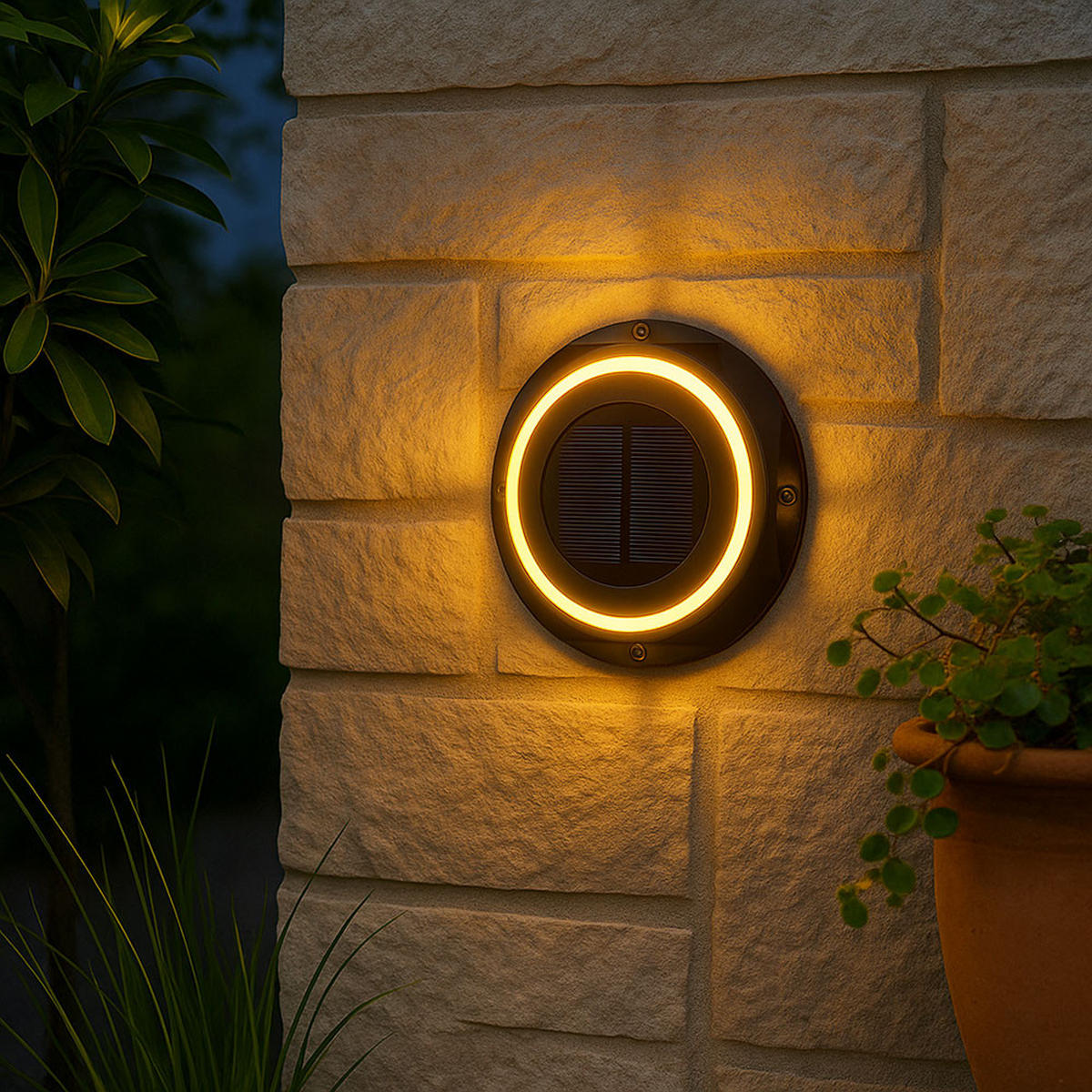 LED AUSSENLEUCHTE Kunststoff Schwarz - Schwarz, Metall (14/14/3.6cm) - Globo Lighting