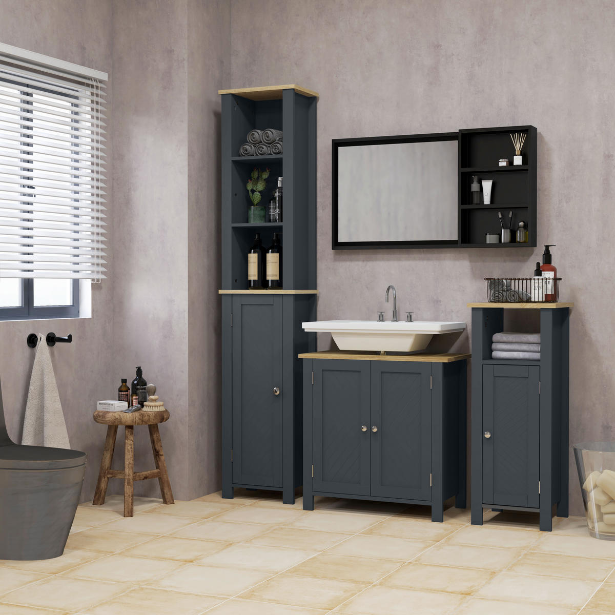 HÄNGESCHRANK Dunkelgrau 1 Stück - Dunkelgrau, Kunststoff (60/60/30cm) - GiPP