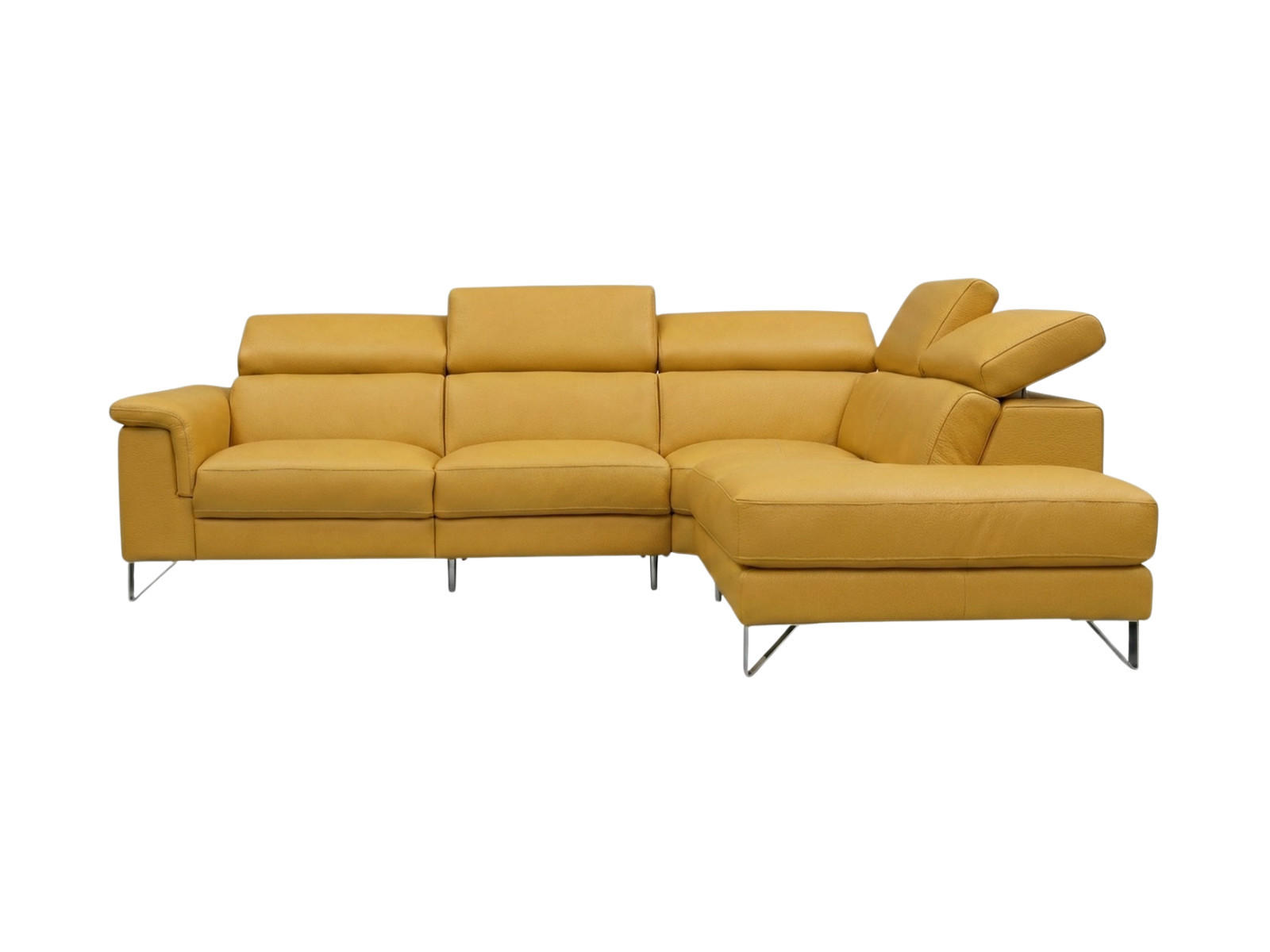 ECKSOFA Antares Echtleder Senfgelb - Gelb, Leder/Metall (276/85/224cm)