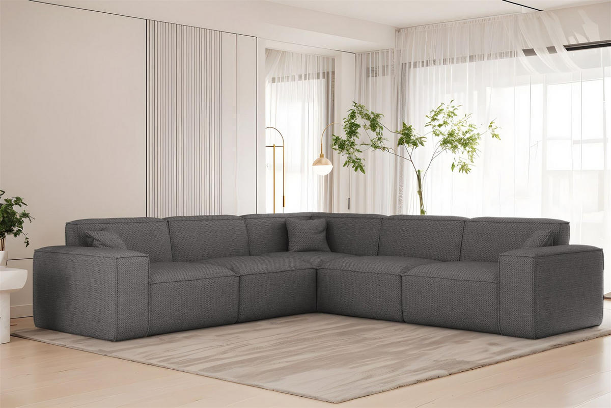 ECKSOFA Celes Premium In Artico - Grau, Holzwerkstoff/Textil (246/246cm) - Fun Möbel