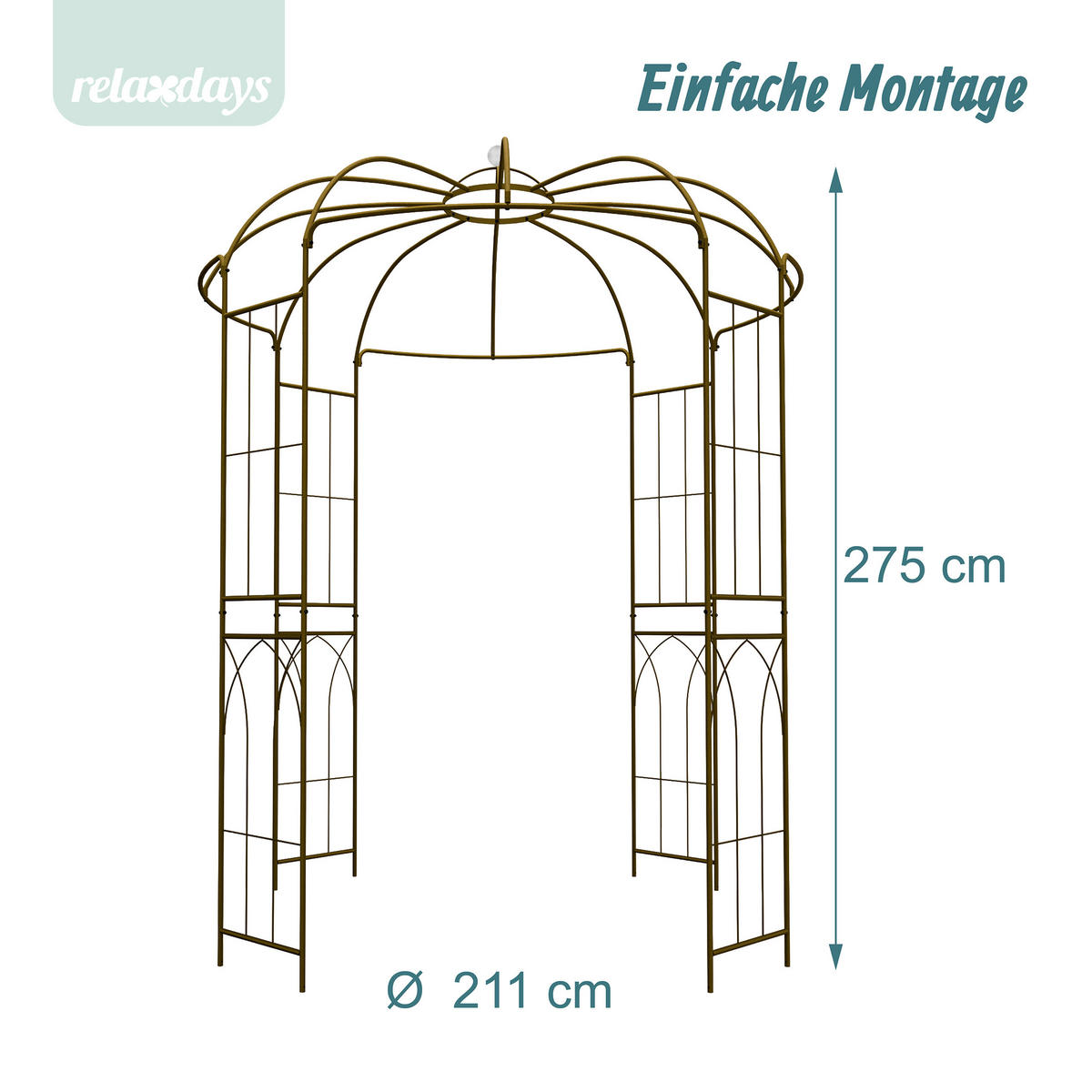 ROSENPAVILLON - Kupferfarben, Metall (211/275/211cm) - Relaxdays