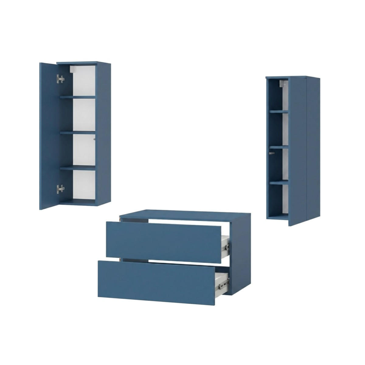 BADMÖBEL-SET Color Meeresblau 3-Teilig (2S 80 + 1D 100 X2) - Dunkelblau, Holzwerkstoff (120/160/45cm) - mzm24