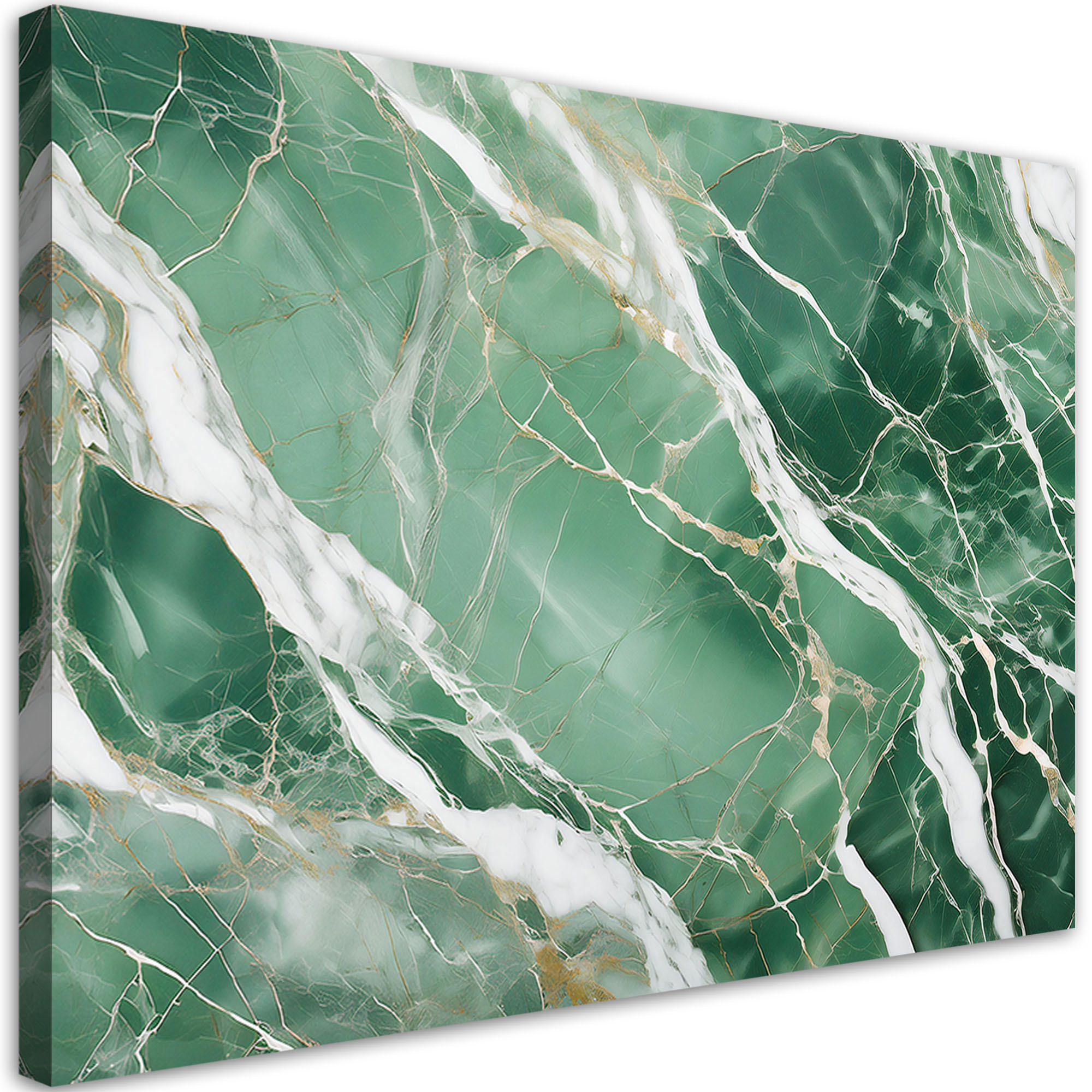 LEINWANDBILD Grüner Marmor mit goldenem Glamour-Stil 60x40cm - Grün, Textil (60/40cm) - Feeby