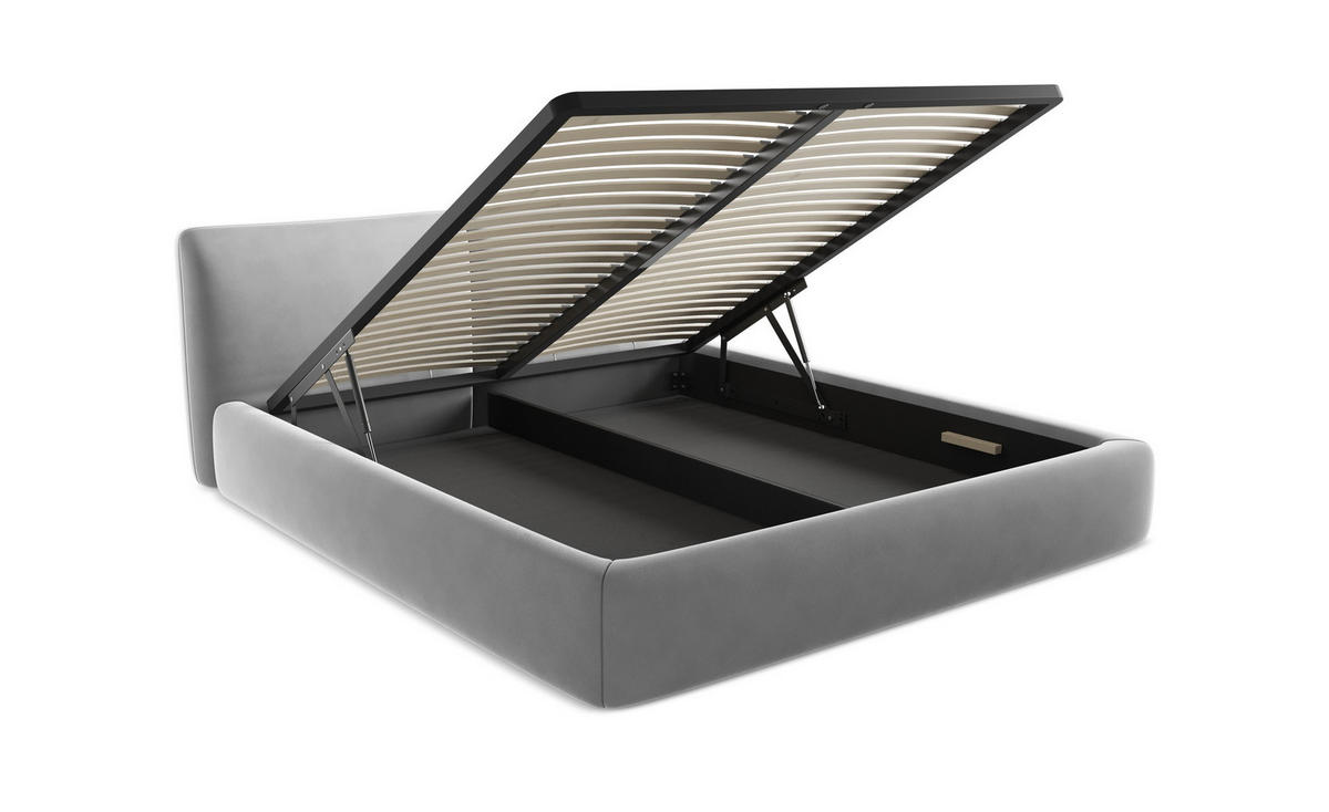 POLSTERBETT mit Bettkasten und Lattenrost 160x228 Grau - Dunkelgrau/Schwarz, Kunststoff/Textil (140/200cm) - Makamii