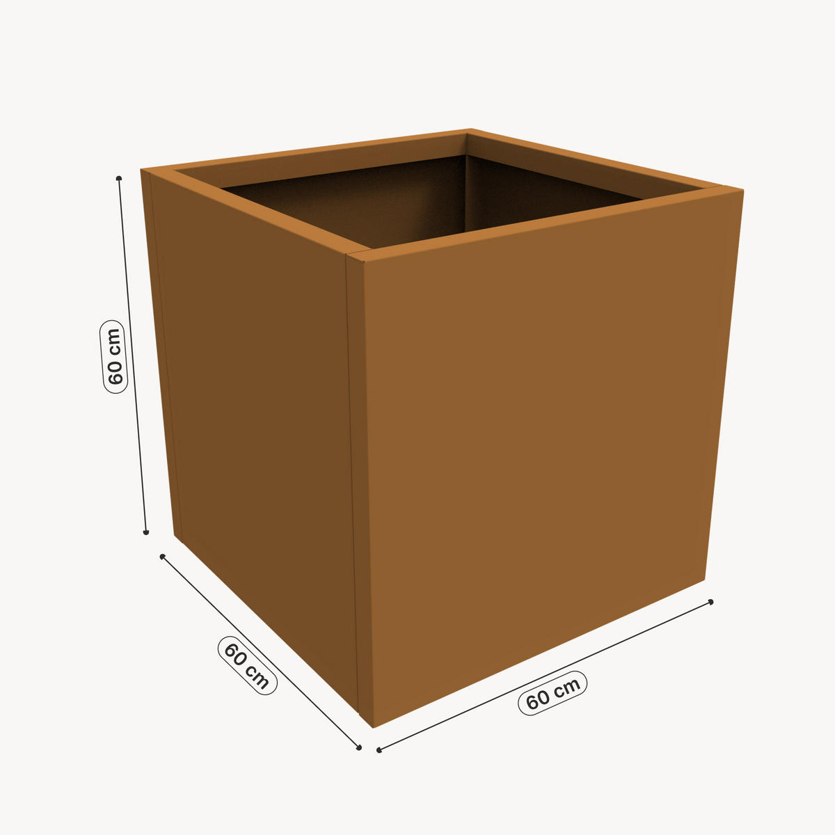 KVETINÁČ Vaargel - hnedá, kov (60/60/60cm) - casa.pro