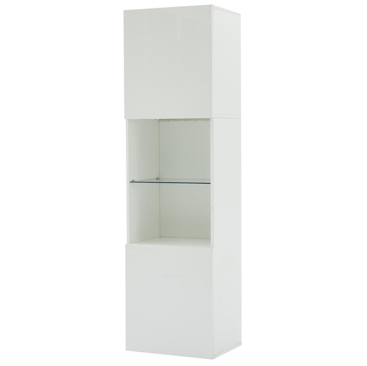 VITRINE 45/35/160 cm mit LED-Beleuchtung, gehärtetem Glas und Anti-Kipp-Sicherung, Weiß - Weiß, Holzwerkstoff (45/160/35cm) - Redom