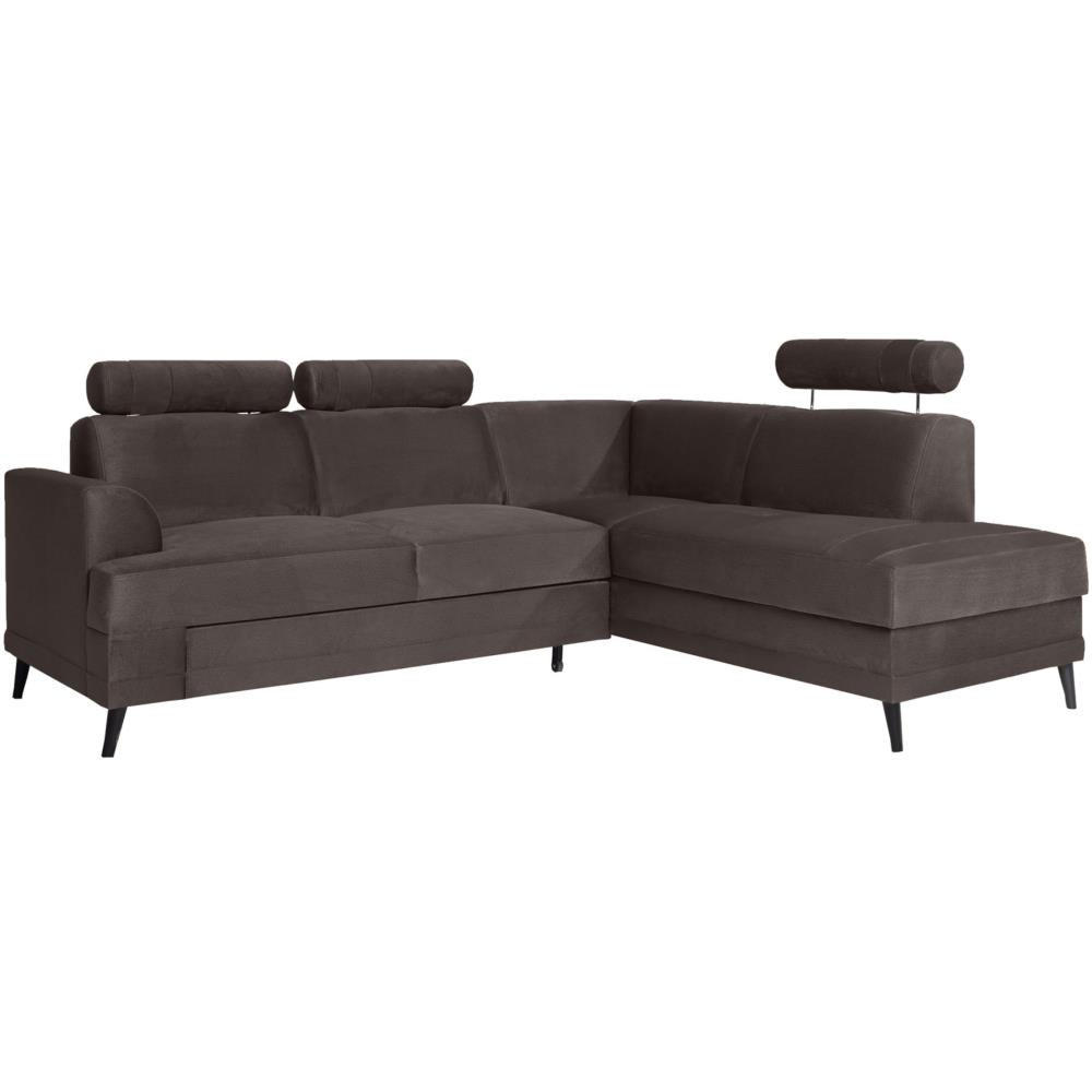ECKSCHLAFSOFA Kordian rechts hellbraun - Hellbraun, Textil (250/200cm) - Beautysofa