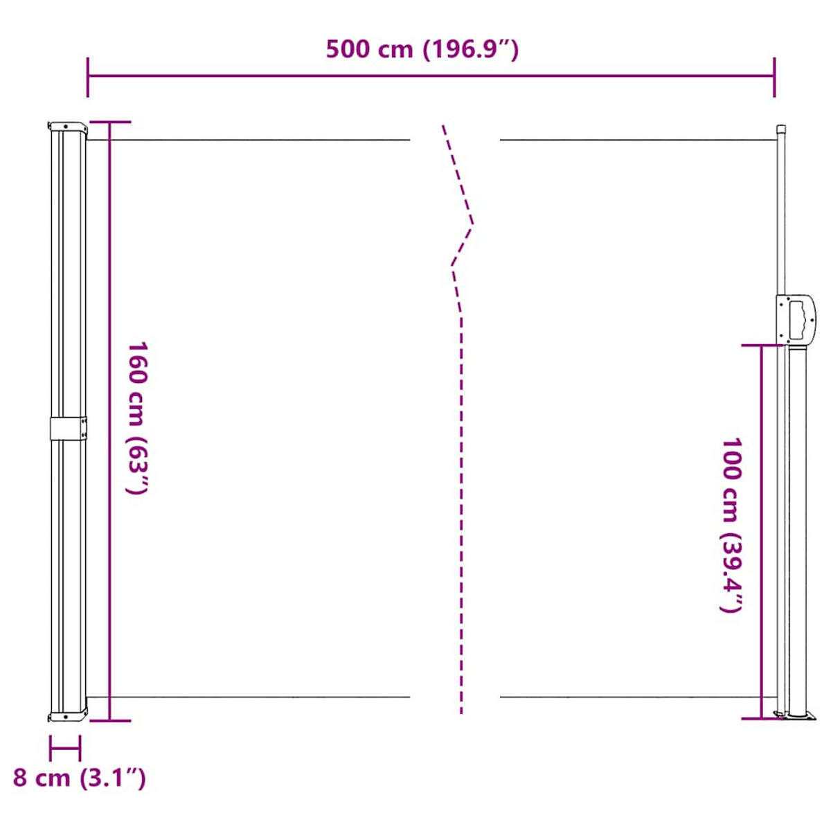 SEITENMARKISE Ausziehbar Anthrazit 160/500 Cm - Anthrazit, Textil (160/500cm) - vidaXL