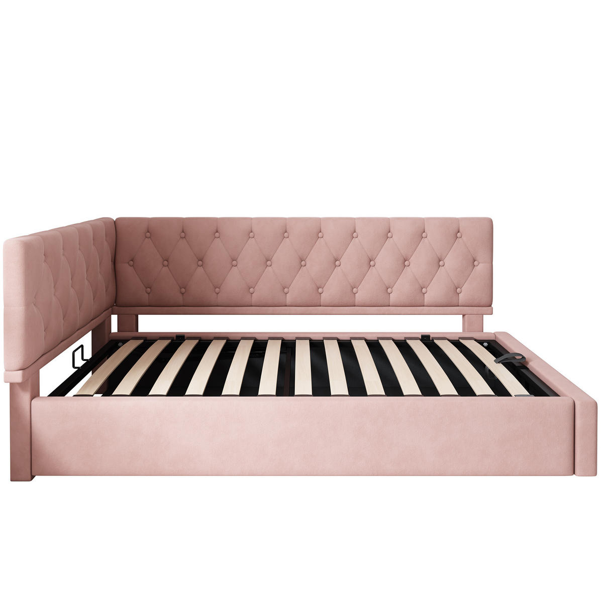 POLSTERBETT 90/200 cm Rosa aus Samt mit Stauraum - Pink, Textil (90/200cm) - OKMYHOME