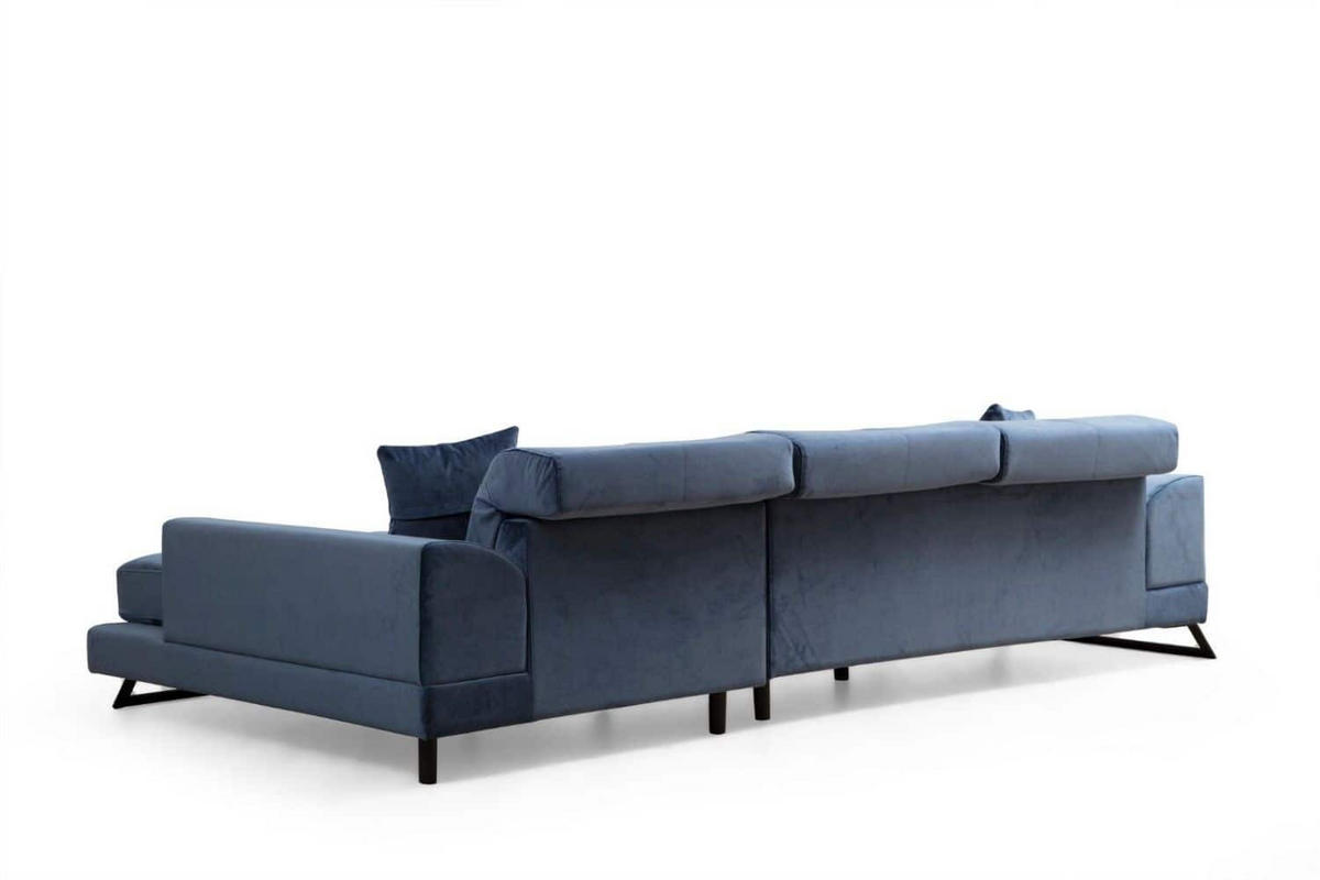 ECKSOFA mit verstellbarer Rückenlehne - Blau/Hellgrau, Holz/Textil (190/304cm) - myHomelando