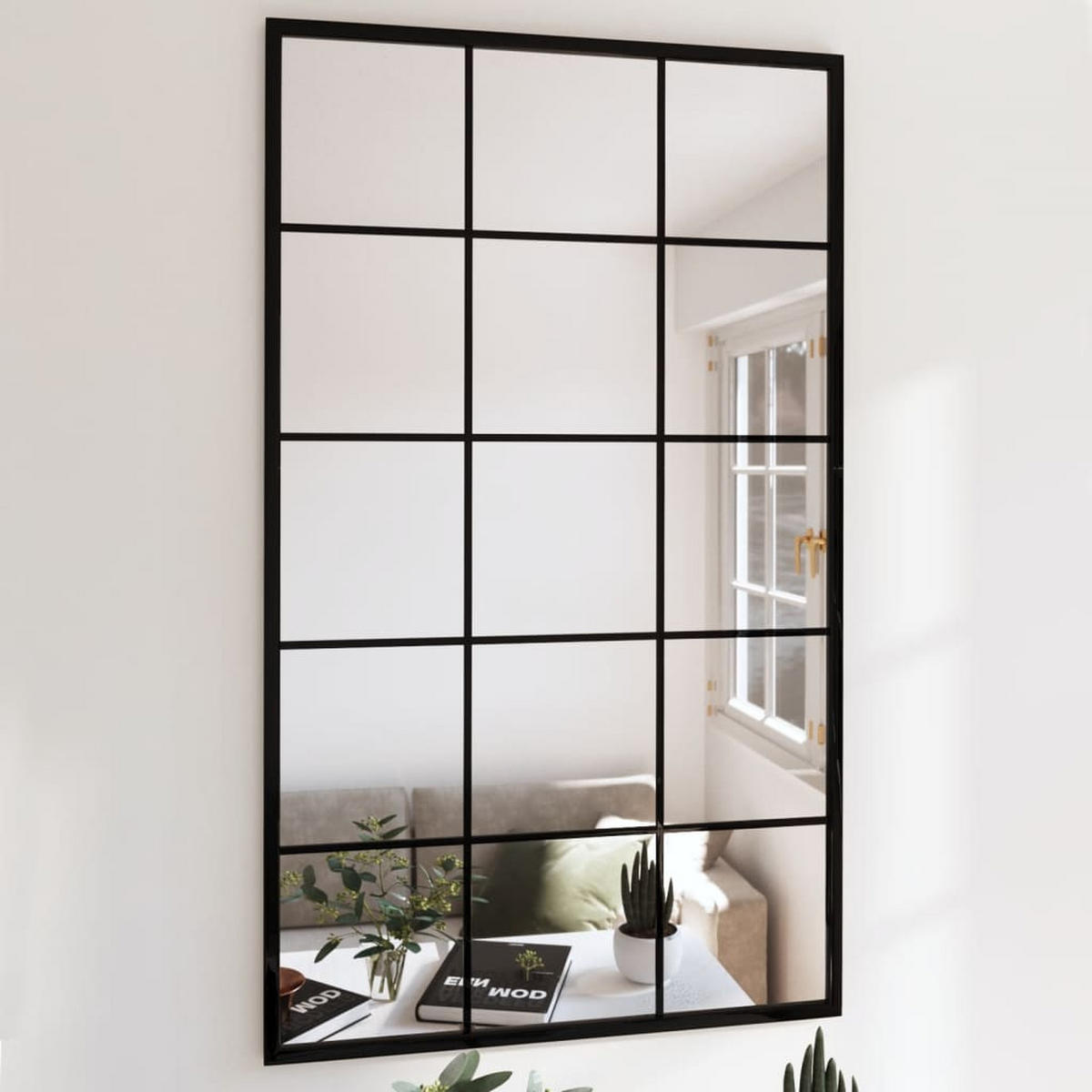 WANDSPIEGEL 2Er Set Schwarz 100/60 Cm Metall - Schwarz, Metall (60/0.3/100cm) - vidaXL